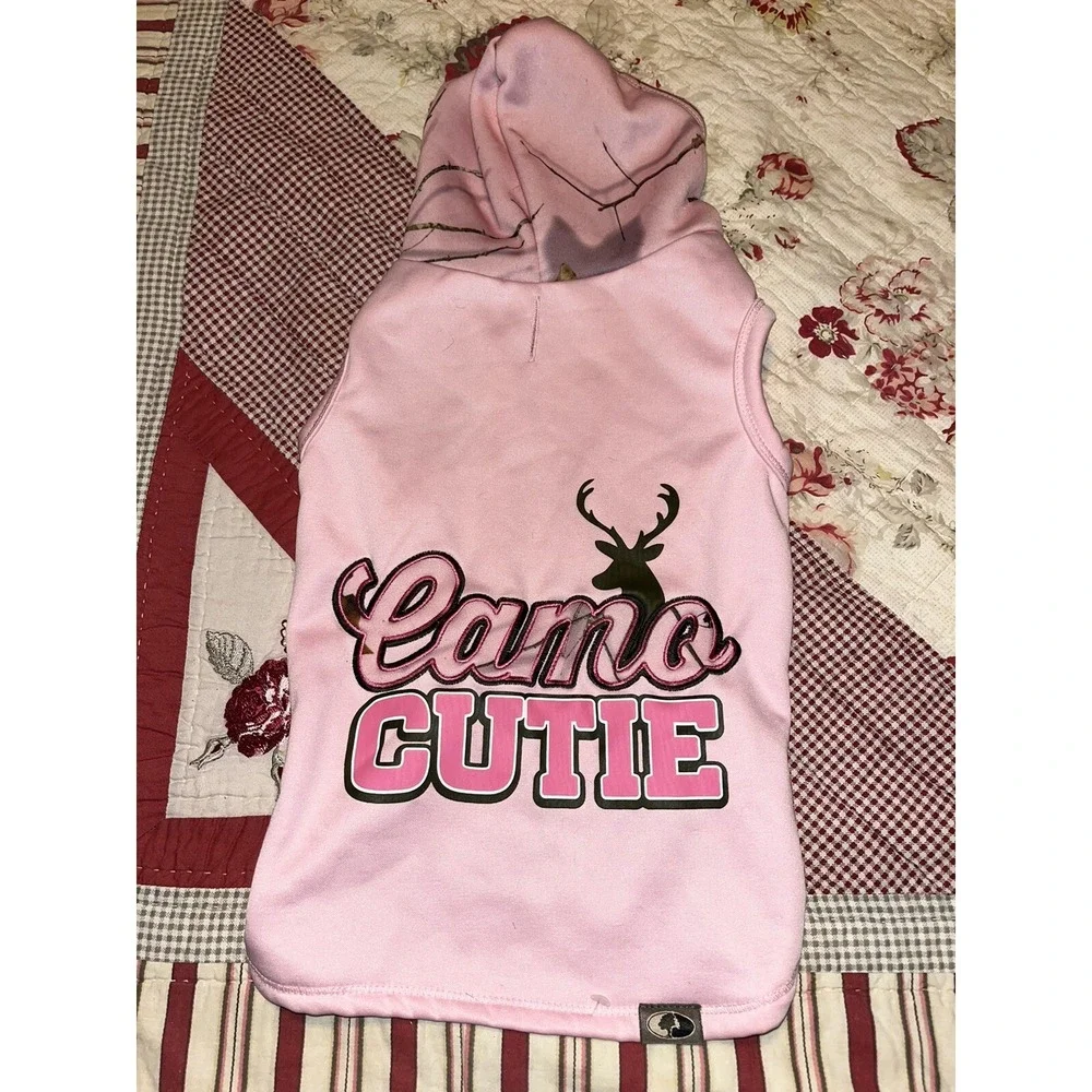 Camo Print Dog Sweat Shirt  Large Pink 